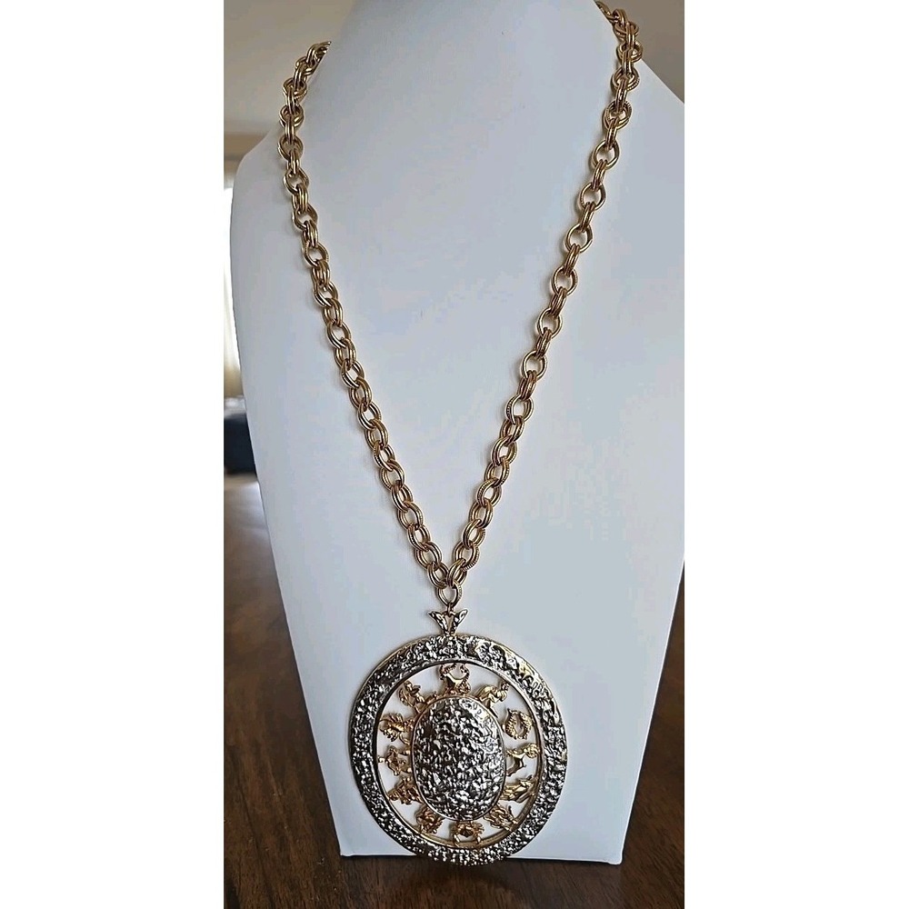 VTG 1960s Rare Schrager Zodiac/Horoscope Statement Pendant Necklace Gold/Silver